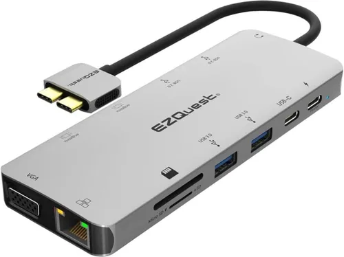 Vista 10 de Estación de acoplamiento USB C Hub 8 en 1 con HDMI 4K, 1 Gbit Ethernet, 3 puertos USB A 3.0, 1 USB-C PD/Data, SD/Micro SD para trabajo y viajes