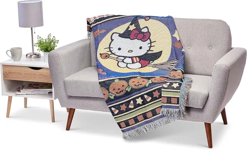 Vista 5 de Northwest Hello Kitty Manta tejida para tapiz, 48 x 60 pulgadas, Witchy Kitty