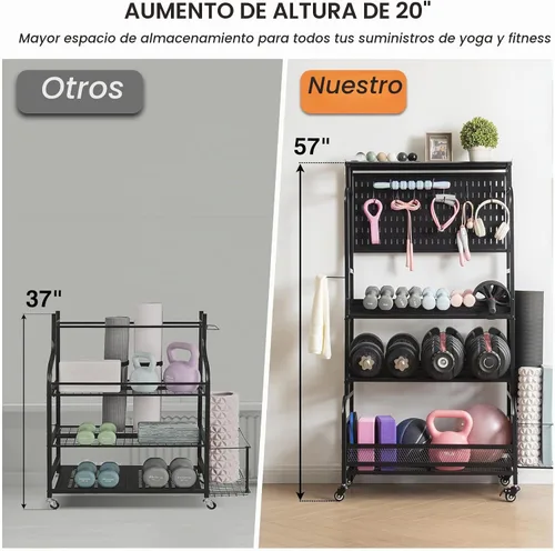 Vista 2 de Lauren&Harold 56'' Taller Home Gym Storage Organizer with Hanging Board