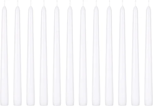 Vista 40 de Mega Candles 48 velas cónicas negras rectas sin perfume, vela de cera vertida a mano de 4 x 3/4 pulgadas, decoración del hogar, recepciones de boda