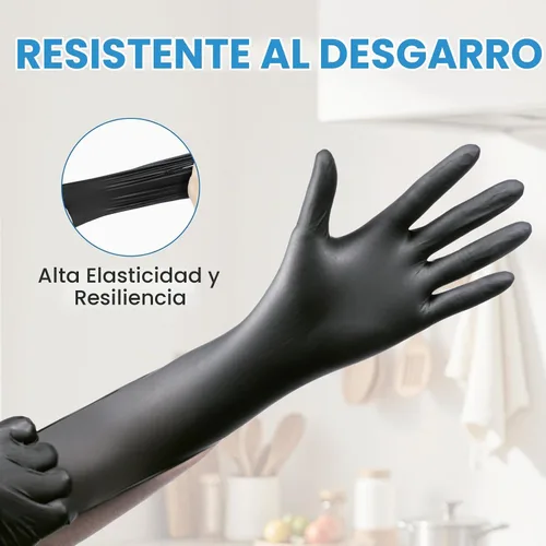 Vista 3 de Borje - Guantes de nitrilo pequeños, 100 unidades, desechables, color negro, 6 mil