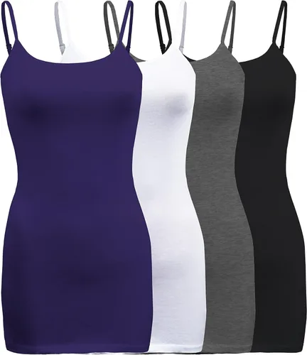 Vista 26 de ShezPretty - Camiseta sin mangas básica para mujer con tirantes tipo espagueti ajustables, 4