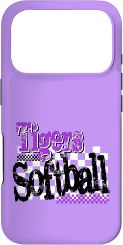 Vista 30 de Tigers Softball Mom Purple Tiger Pride Game Day School Case for iPhone 17
