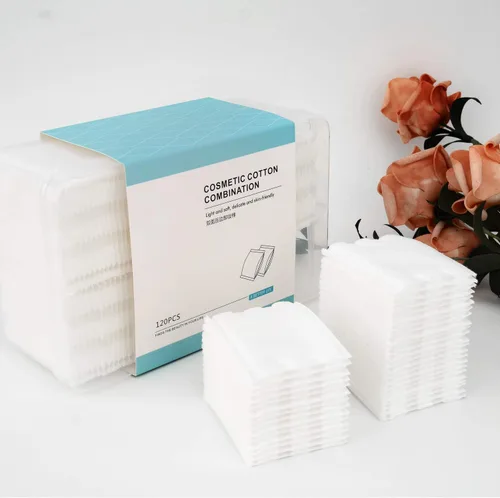 Vista 6 de Almohadillas de algodón removedor de maquillaje para maquillaje facial de ojos y eliminación de esmalte de uñas, esponja cuadrada de algodón, doble