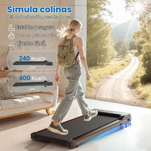 Vista 4 de Incline Walking Pad with Incline 8% & 2.5HP, Quiet Under Desk Treadmill≤35DB for Home Office, Upgraded Portable Treamill with High 350LB Capacity