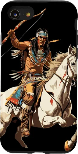 Vista 18 de Funda para iPhone 16 nativo americano jefe indio caballero guerrero Cherokee
