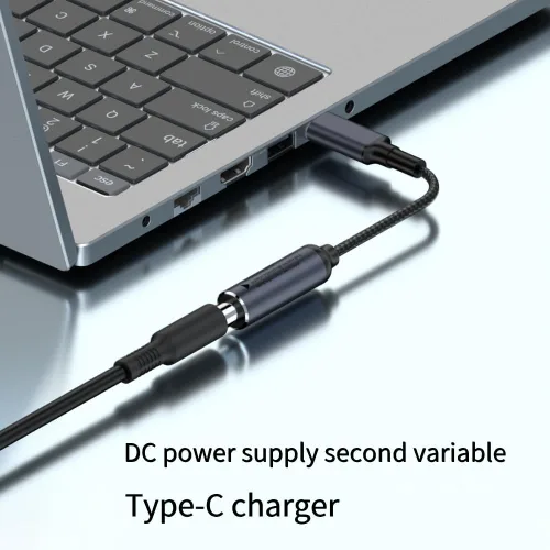 Vista 2 de DC 0.291 in x 0.197 in entrada hembra a USB C PD macho cable de carga de alimentación, 100 W DC7450 a USB tipo C PD salida 5V/9V/20V cable con chip