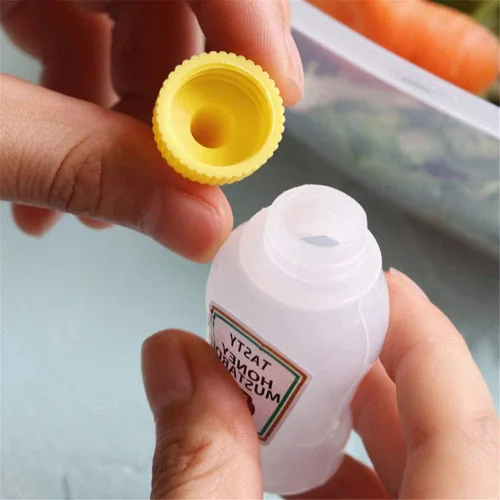 Vista 3 de Mini botellas de salsa de tomate, 0.8 onzas líquidas, rellenables, para condimentos, aderezos de ensalada, tomate, ketchup de mayo, jarabe de mayo