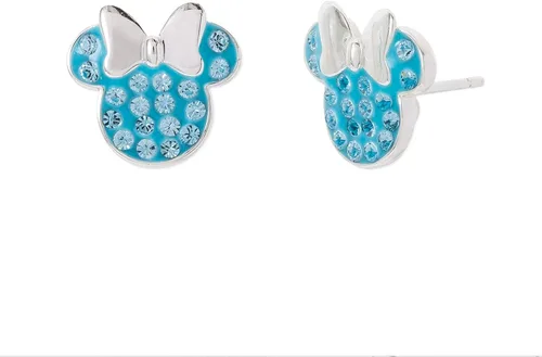 Vista 4 de Disney Minnie Mouse Jewelry, Sterling Silver Pave Birthstone Crystal Stud Earrings