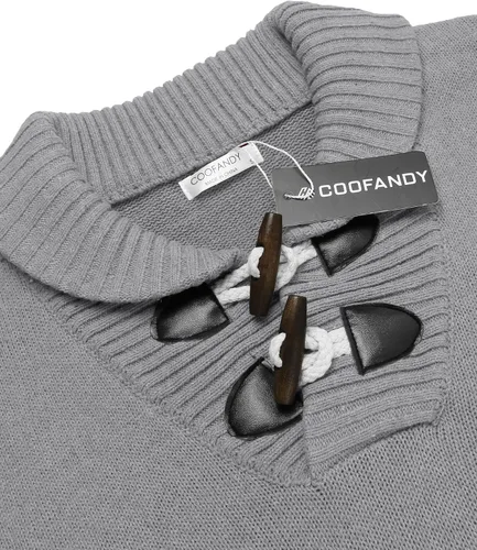 Vista 5 de COOFANDY Suéter con cuello de chal para hombre, ajuste relajado, casual, de algodón, tejido de punto trenzado con bolsillos