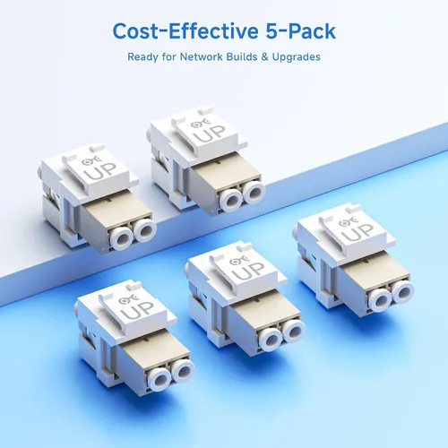 Vista 7 de Cable Matters Paquete de 5 conectores de acoplador Keystone de fibra dúplex LC UPC OM1/OM2/OM3/OM4 Multimodo, OS2 Soporte de modo único