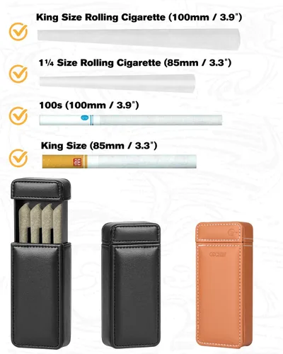 Vista 4 de OZCHIN Porta-cigarrillos con extracción y empuje, pipa para fumar tabaco, estuche para cigarrillos, regalos, mantiene 4 de tamaño rey, gran regalo