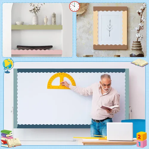 Vista 5 de Containlol - Tablero de anuncios bohemio, bordes de 118 pies de regreso a clases para tablón de anuncios para verano, escuela, aula, oficina, pared