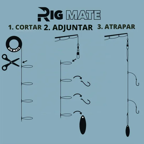 Vista 2 de Aparejos de bucle colgante preatados de 60 libras. Carrete de línea de pesca. Bucles separados 18 pulgadas con tamaño de bucle de 5.5 pulgadas.