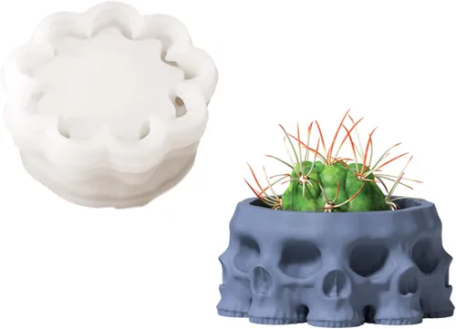 Vista 8 de BOOWAN NICOLE Moldes de silicona para hormigón, múltiples patas, para suculentas, para bricolaje, maceta de cara pequeña, decoración del hogar