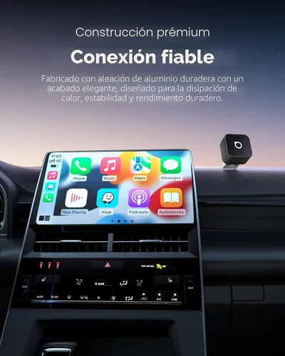 Vista 4 de Ottocast Mini Cube 3.0 Adaptador Inalámbrico CarPlay y Android Auto 2026 – Enchufe y Reproduce, Rápida Reconexión Automática (Negro)