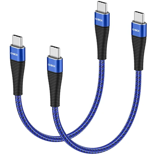 Vista 12 de Cable USB C a USB C, cargador USB C corto de 100 W, cable de carga rápida de 1 pie, paquete de 2 unidades Rojo