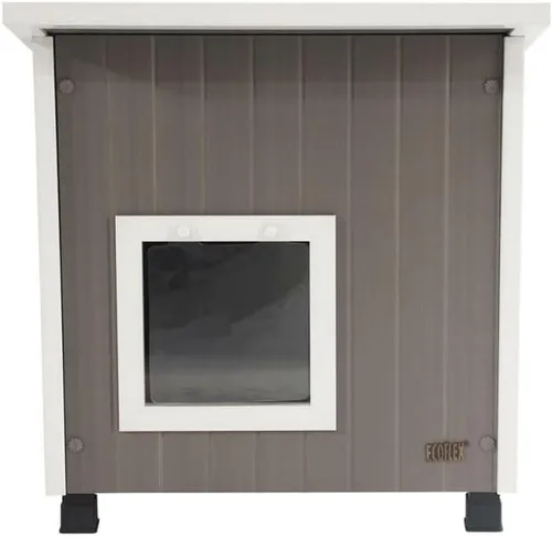 Vista 9 de New Age Pet ECOFLEX - Casa para gatos al aire libre XL resistente a la intemperie, suelo elevado, doble solapa de vinilo, 30% más grande, 28