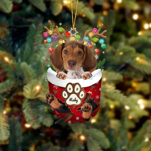 Vista 29 de Adornos personalizados de Pug cervatillo – Decoración personalizada para árbol de Navidad con patas de bolsillo de nieve