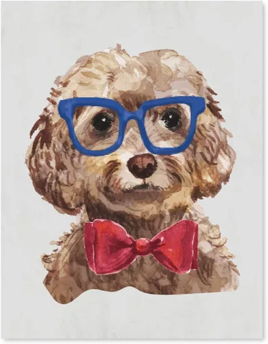Vista 121 de Andaz Press Póster impreso para pared de perro, 8.5 x 11 pulgadas, Bulldog inglés con gafas negras, 1 paquete, regalo de cumpleaños de Navidad, sin