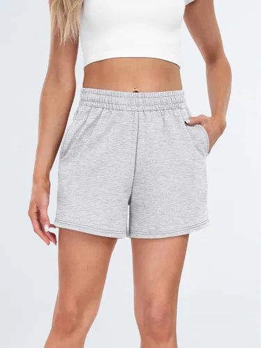 Vista 62 de AUTOMET Pantalones cortos deportivos para mujer, estilo casual, con cordón, cómodos, elásticos, de cintura alta, con bolsillos