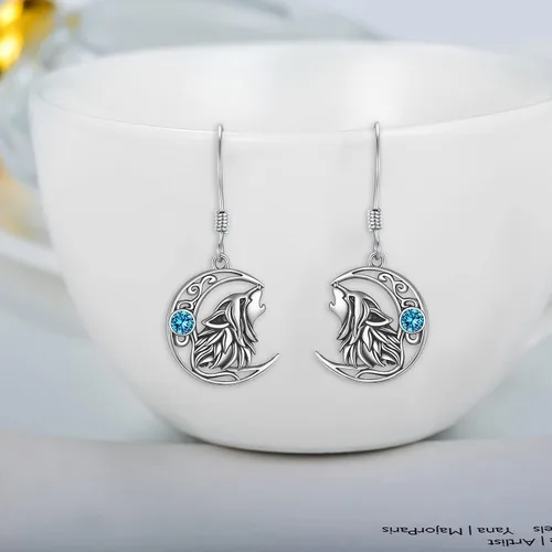 Vista 33 de POPKIMI Bonitos aretes colgantes de animales, joyería de animales, regalos de cumpleaños y Navidad para mujeres, aretes de ópalo de cristal de plata