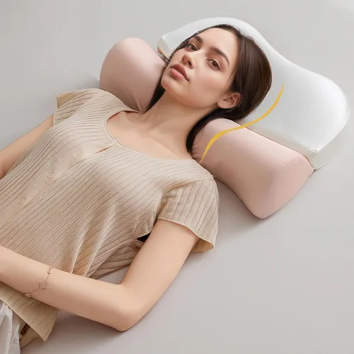 Vista 2 de 2 almohadas para aliviar el dolor de cuello, almohada ergonómica de espuma viscoelástica para el dolor de cuello con diseño de contorno