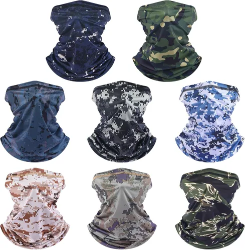 Vista 10 de SATINIOR 8 piezas de polaina de cuello de verano para hombre, pasamontañas, transpirable, máscara facial