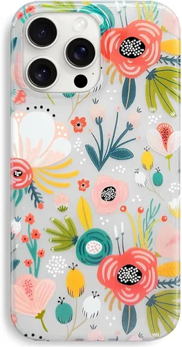 Vista 12 de J.west Funda de silicona protectora de silicona para iPhone 14 Pro de 6.1 pulgadas, diseño floral de TPU suave con ramos de flores de verano