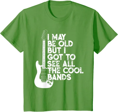 Vista 81 de Camiseta con texto en inglés "I May Be Old But I Got to See All The Cool Bands" Negro