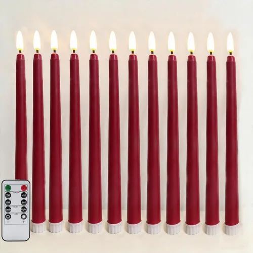Vista 15 de Velas cónicas sin llama negras con control remoto, velas LED parpadeantes que funcionan con pilas, juego de 6