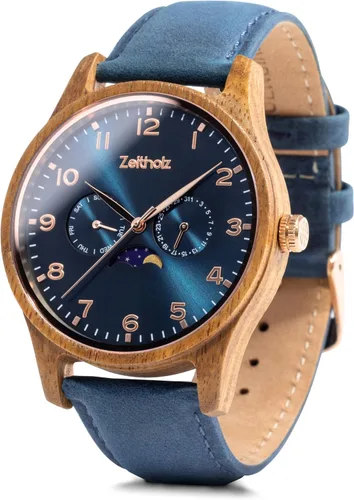 Vista 19 de Zeitholz Relojes de madera para hombre, reloj de madera, regalos, reloj analógico, nueva colección Klitten 1.654 in con movimiento de cuarzo japonés.