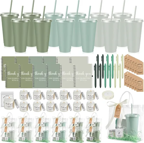 Vista 26 de Nuogo - Juego de 2 premios de ducha para padres para adultos, regalo de despedida de soltera, vaso de plástico, cuaderno con vela perfumada, bolsa
