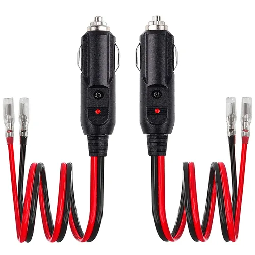 Vista 2 de Cable adaptador de encendedor de cigarrillos macho de 12 V, 24 V, resistente, 14 AWG, paquete de 2, enchufe macho para encendedor de cigarrillos