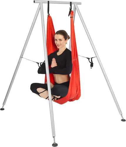Vista 10 de HECASA 8.1 FT Aerial Yoga Stand 550lbs Max Capacity for Indoor and Outdoor Fitness Bodybuilding Height Adjustable for Yoga Frame