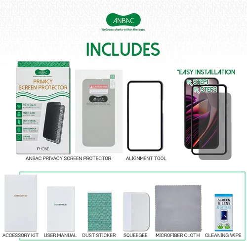 Vista 6 de Protector de pantalla de privacidad para iPhone 13 Mini, bloqueo de luz azul, vidrio templado de privacidad de 5.4 pulgadas con kit de herramientas