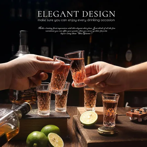 Vista 5 de Paquete de 6 vasos de chupito a granel con base pesada de 2 onzas pequeñas vasos de chupito para vodka, whisky, tequila, expreso, juego de licor