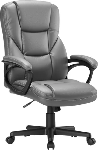 Vista 8 de Shahoo Silla de oficina ergonómica ajustable ejecutiva con reposabrazos abatibles, silla giratoria de piel sintética para computadora en casa Negro