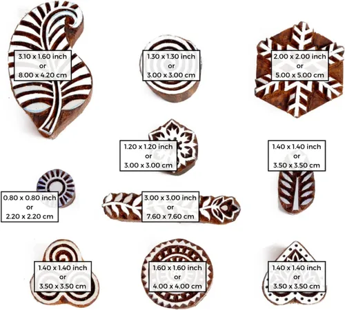 Vista 5 de Sello de madera para impresión en bloque – Sello de henna para borde de sari, textil, arcilla, cerámica, tatuaje – Bloques de impresión de textiles