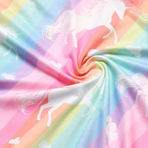 Vista 7 de Qpancy Vestidos a juego para muñecas y niñas, trajes de unicornio de manga larga, ropa de algodón