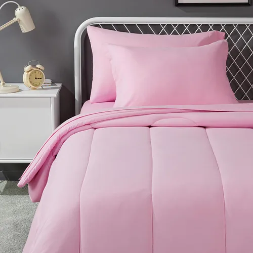 Vista 16 de Amazon Basics Juego de ropa de cama de microfibra de 5 piezas Bed-in-a-Bag para niños, individual, azul, sólido