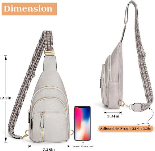Vista 6 de SUOSDEY Sling Bags for Women Crossbody Leather Sling Backpack Chest Bag Shoulder Bags for Casual Traveling Hiking Cycling