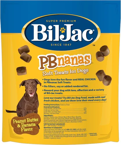 Vista 2 de Bil-Jac PB-Nanas The Soft Treat Dogs Can't Stop Begging for Primer ingrediente de pollo real, mantequilla de maní y sabor a plátano, recompensas