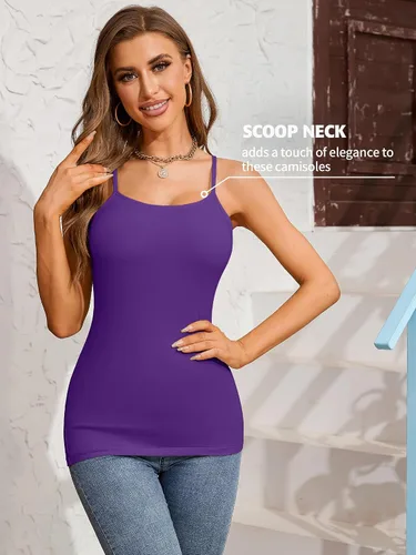 Vista 42 de Camisa Attraco de algodón, con tirantes estilo espagueti, con brasier incorporado, 2 paquetes, para mujer