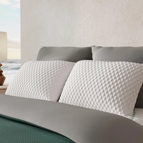 Vista 5 de ZenCloud - Almohada de espuma viscoelástica de gel calmante para dormir de lado, espalda y estómago, tamaño King, con extracto de cáñamo, relleno