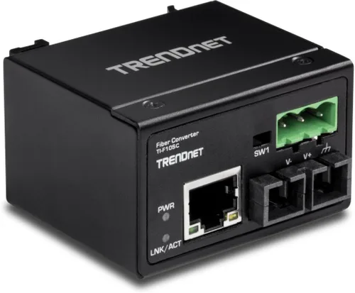 Vista 2 de TRENDnet Hardened Industrial 100Base-FX Convertidor de fibra SC multimodo (1.2 mi, 1.2 millas), carcasa clasificada IP40, TI-F10SC, negro
