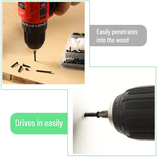 Vista 4 de Mr. Pen - Kit surtido de tornillos para madera, 400 piezas, 20 anclajes de tornillo M6, puntas Phillips negras, cabeza plana, M3, juego surtido