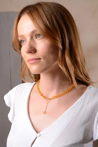 Vista 25 de Collar de ámbar para mujer con cierre de plata chapada en oro de 18 quilates, 19 pulgadas con extensor de 2 pulgadas, hecho a mano con cuentas