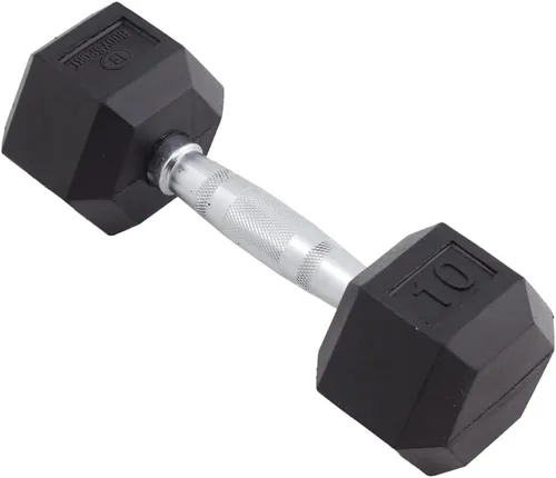 Vista 21 de Body Sport Mancuerna hexagonal con revestimiento de goma, individual – Mancuernas para ejercicios – Equipo de entrenamiento de fuerza – Accesorios