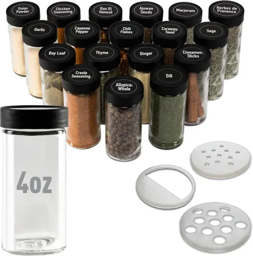 Vista 6 de AllSpice Tarros de especias de vidrio de 3 pulgadas, 3 onzas líquidas, paquete de 6